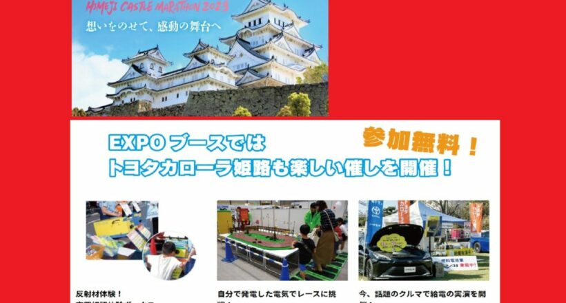 姫路城マラソン　足踏みスロットカーレース　トヨタカローラ姫路様トヨタMIRAIタイプスロットカー